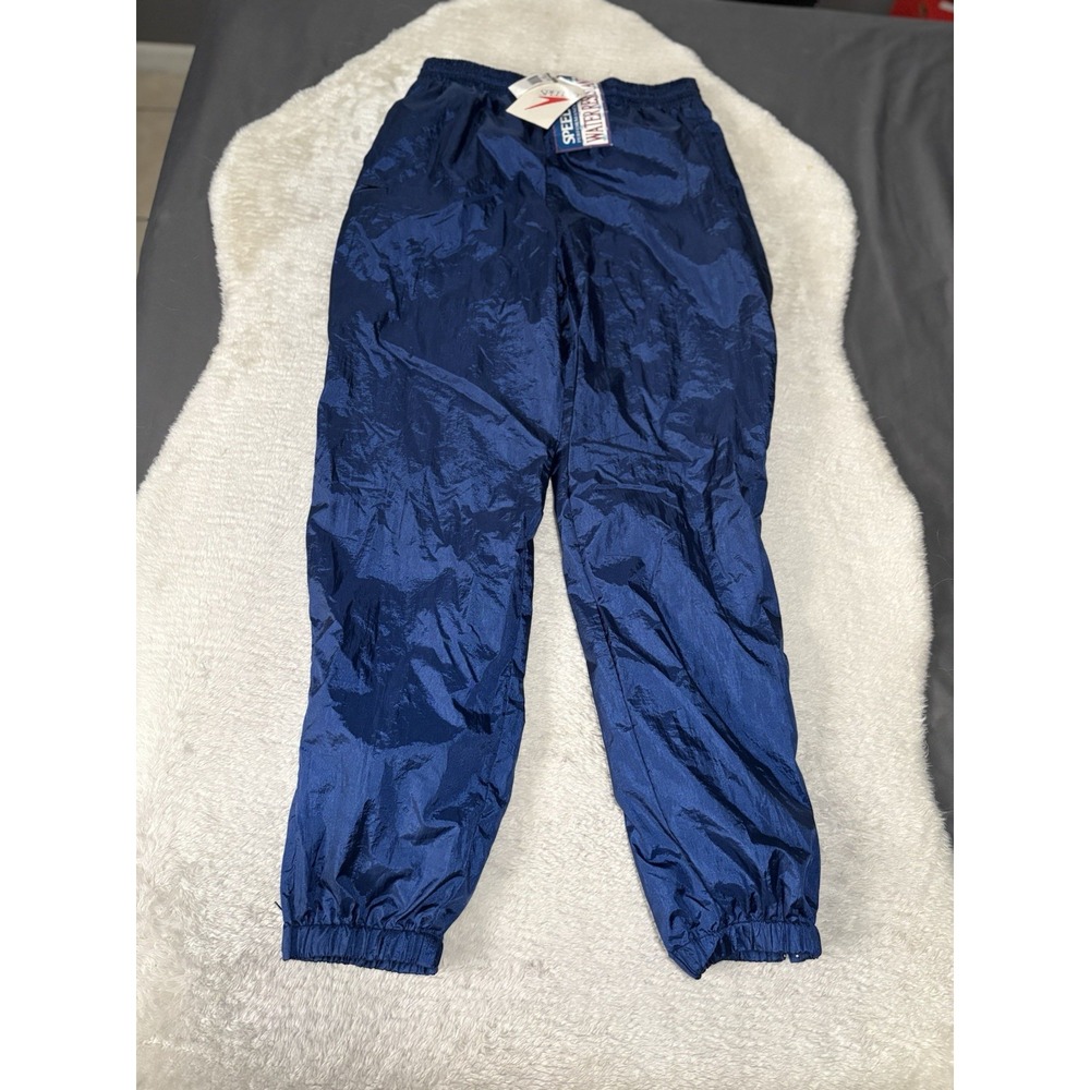 VTG Speedo Mens Blue Joggers‎ Nylon Lined Water Resistant Size XL